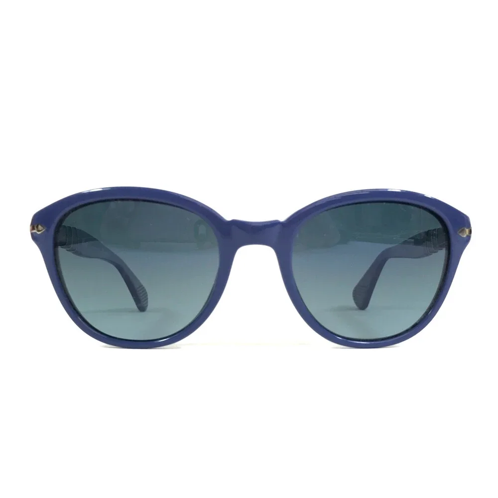 Persol Sunglasses 3025-S 962/S3 Blue Silver Frames with Blue Polarized Lenses